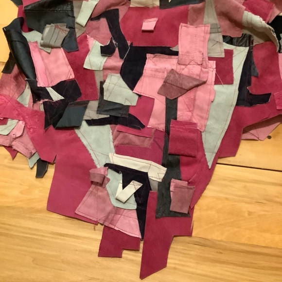 LOVEMATTERS Designer Deconstructed Pink Suede Patchwork Vest - Picture 12 of 15